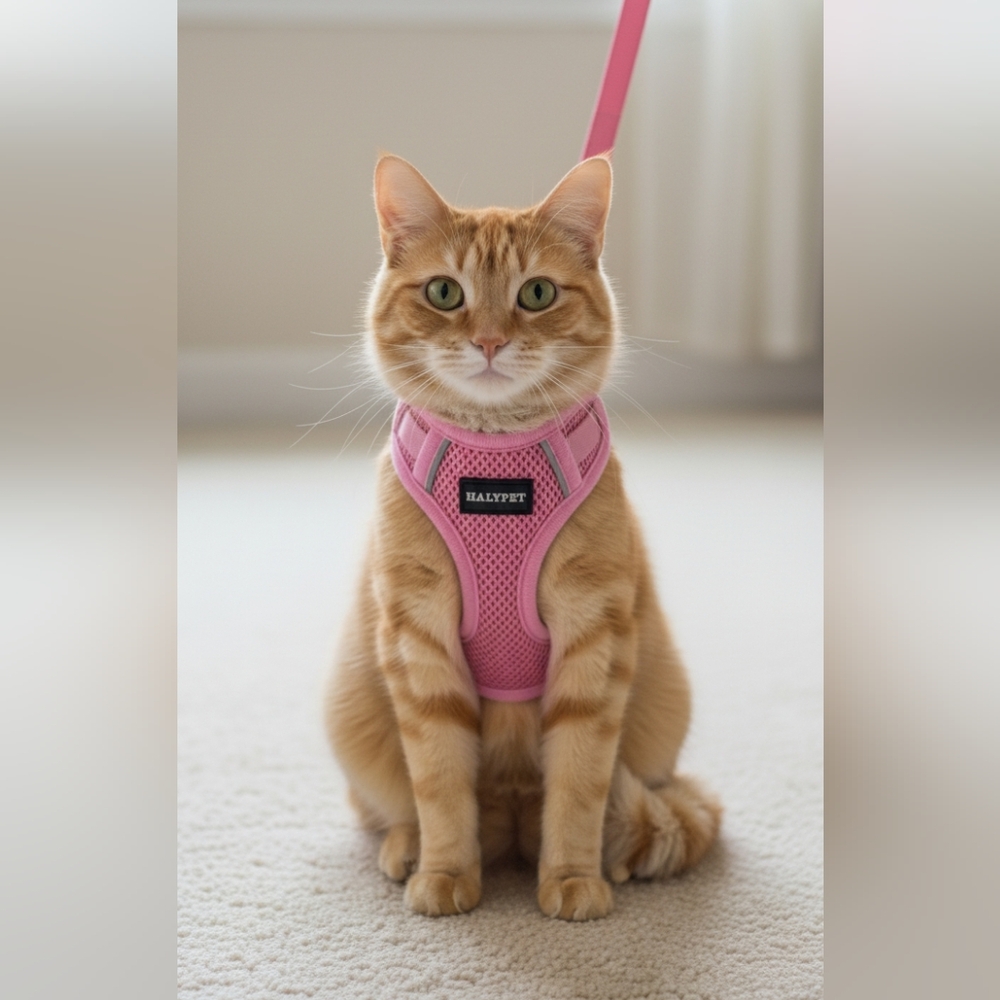 Halypet NWOT Pink Reflective Cat Harness and Leash Set Size Small